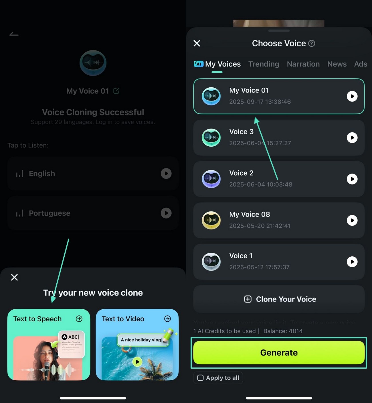 select text to speech