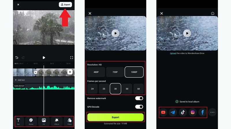 exporter et partager le projet