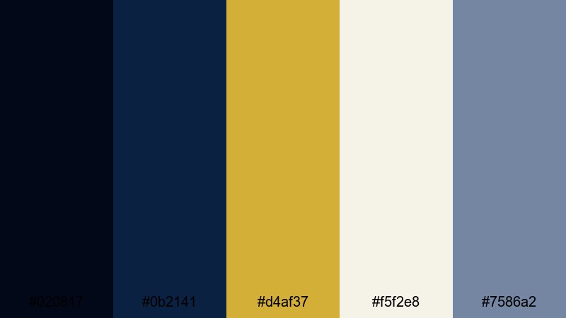 navy gold prestige dark blue color palette with hex codes