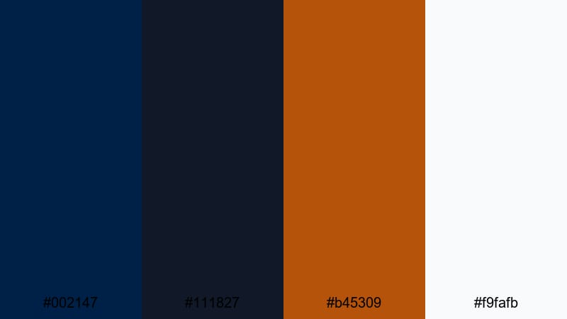 navy suit copper oxford blue color palette with hex codes
