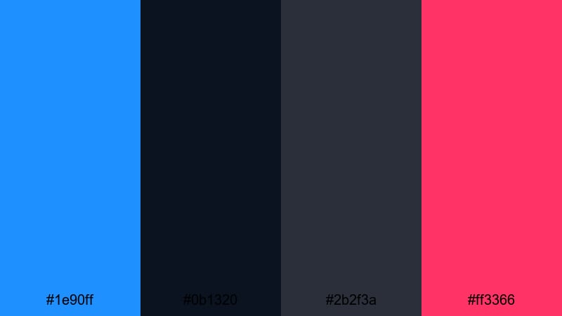 neo noir alley dodger blue color palette with hex codes