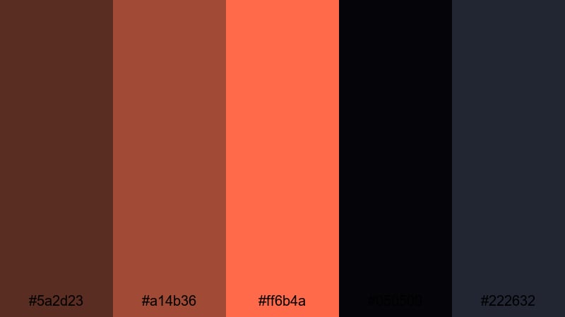 neo noir ember rust brown color palette with hex codes