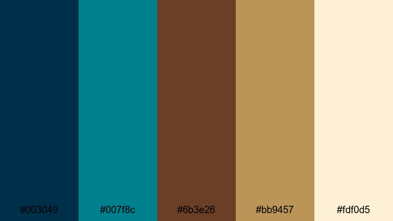 neo noir teal ember teal brown color palette with hex codes