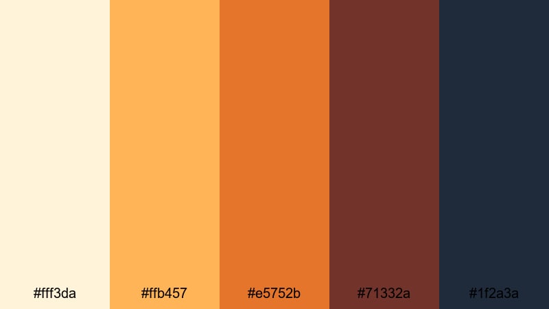 neon amber contrast orange brown color palette with hex codes