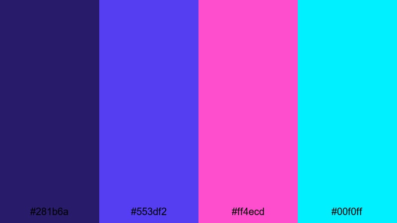 neon arcade nights violet blue color palette with hex codes