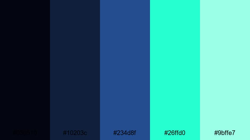 neon arctic stream aurora borealis color palette with hex codes
