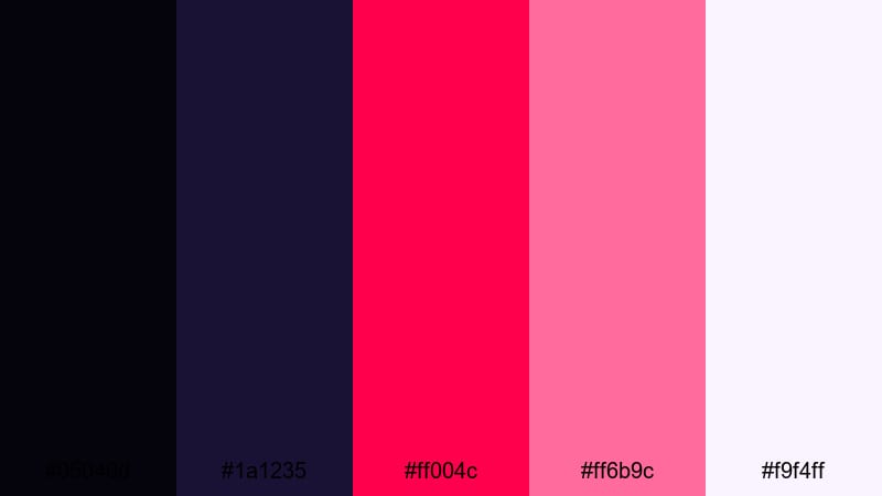 neon blood arcade vampire color palette with hex codes