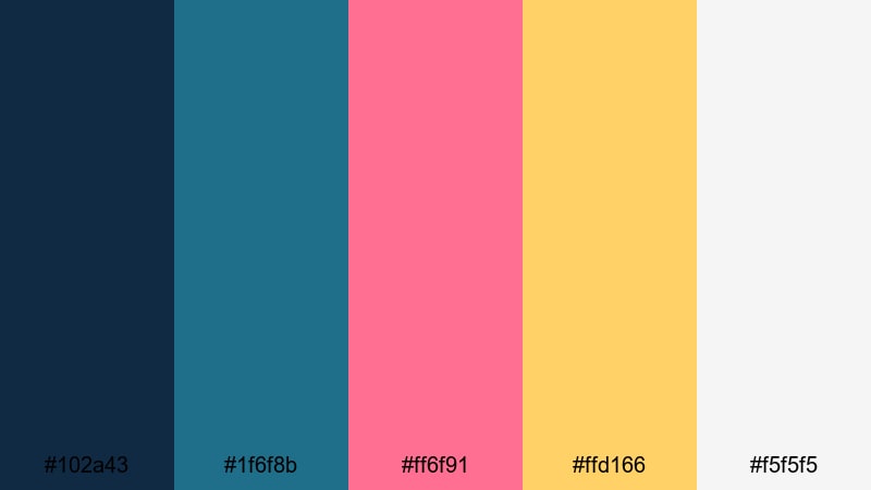 neon boardwalk nights blue coral color palette with hex codes