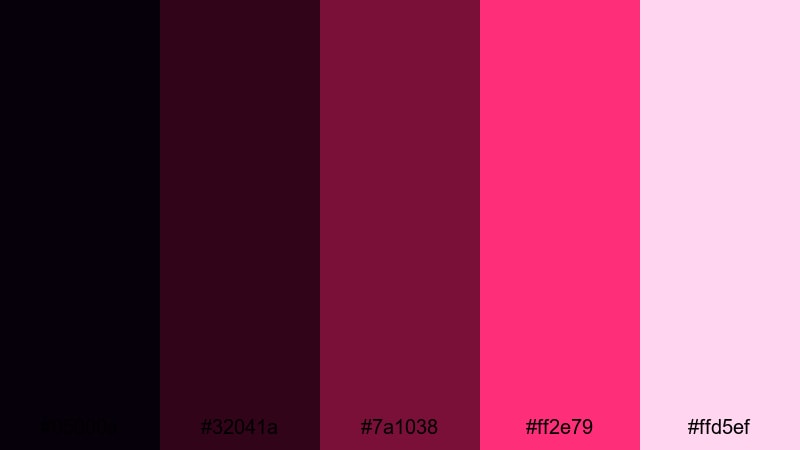 neon cabaret nights black burgundy color palette with hex codes