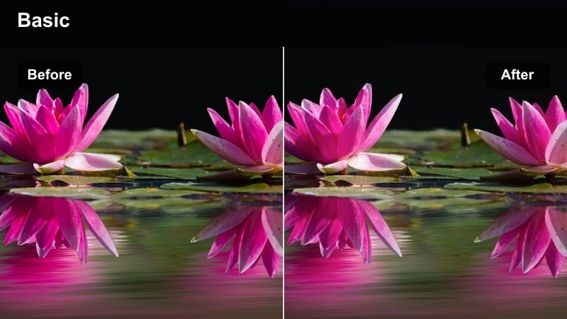 Model walking through a neon-lit city street at night with vivid, saturated colors.
