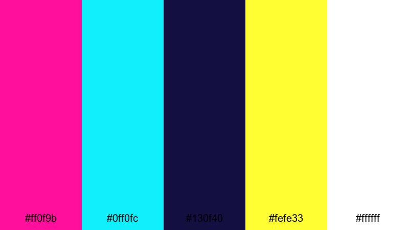 neon city nights hot pink color palette with hex codes