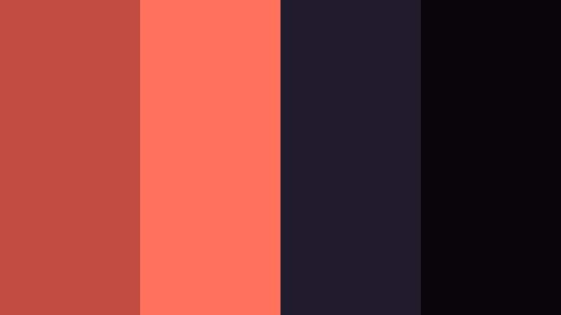 neon coral nightfall rust coral color palette with hex codes