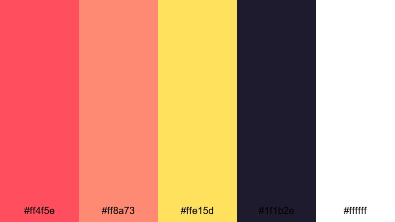 neon coral splash coral pink color palette with hex codes