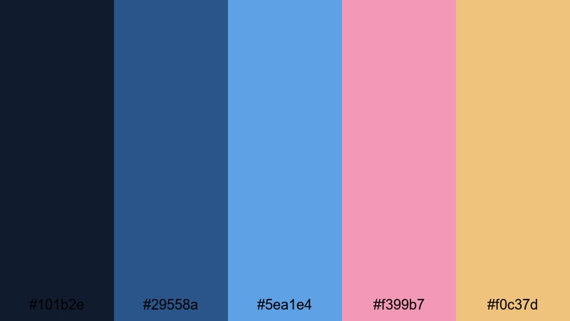 neon drift bloom blue rose gold color palette with hex codes