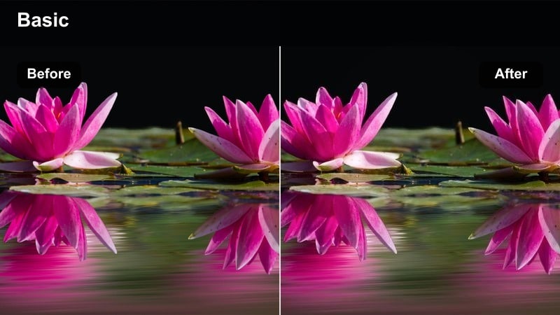 Night city street with neon signs blending smoothly into dark surroundings.