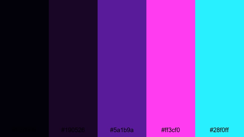 neon eclipse glow black purple color palette with hex codes