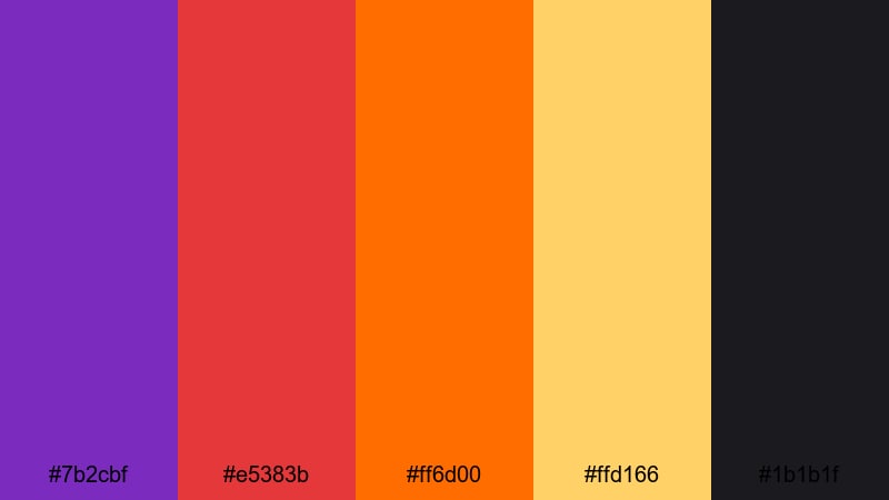 neon ember pulse purple red orange color palette with hex codes