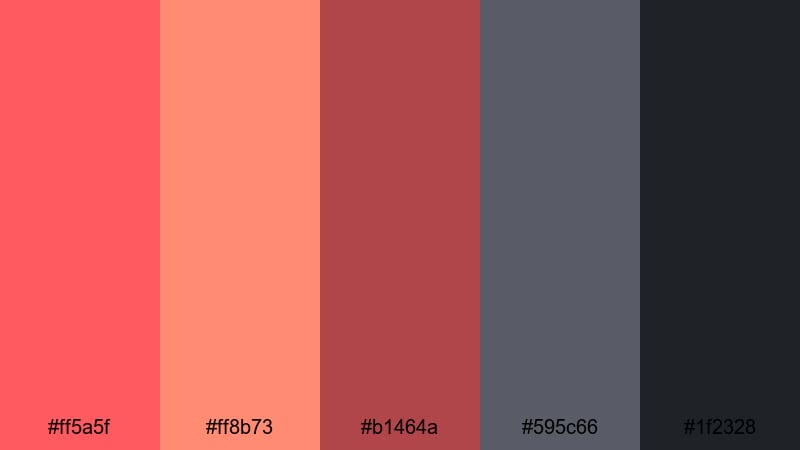 neon ember skyline gray red color palette with hex codes