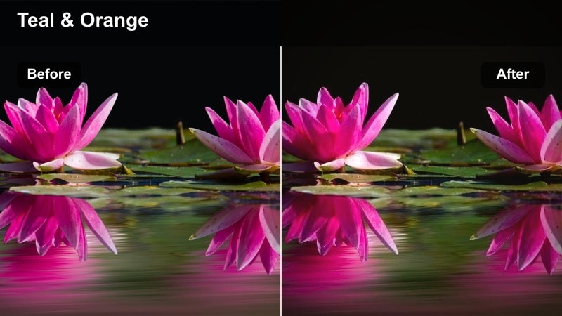 Neon cinematic TikTok filter on a person walking through a rainy city street at night.