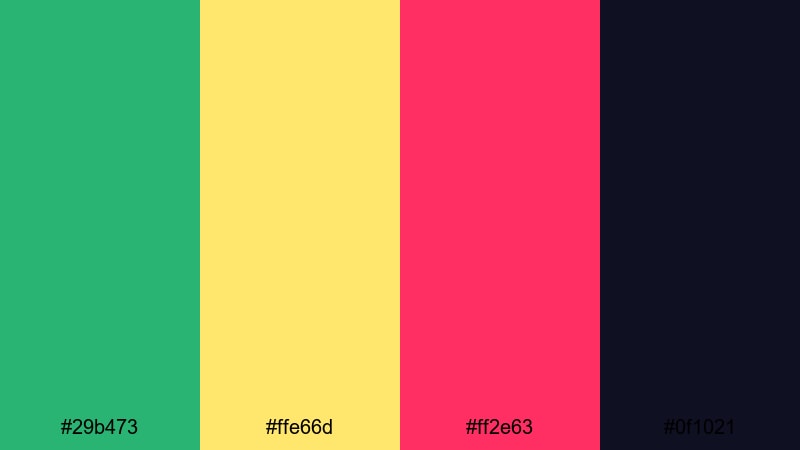 neon flag hype green yellow red color palette with hex codes
