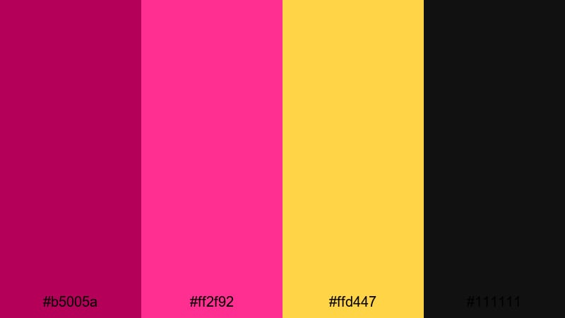 neon fuchsia pop dark pink color palette with hex codes