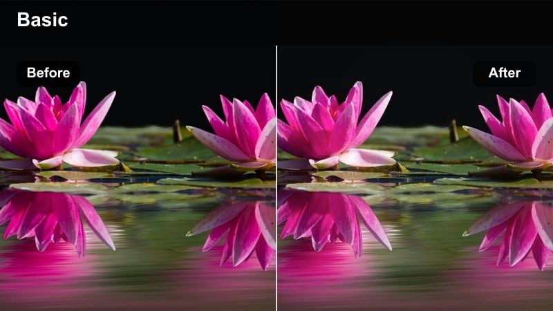 Downtown street at night with intense neon sign colors and deep shadows.