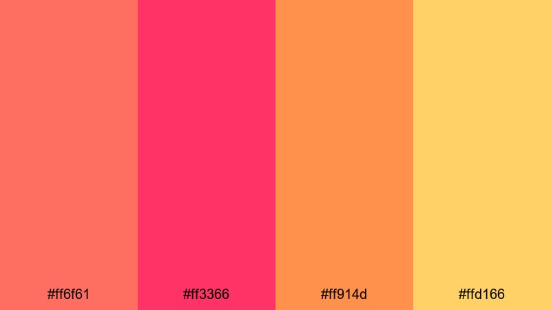 neon guava burst orange pink color palette with hex codes