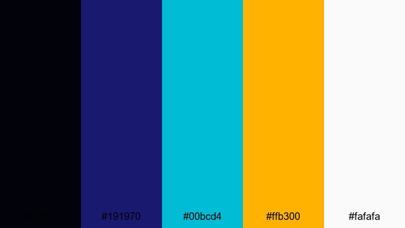 neon harbor night midnight blue color palette with hex codes