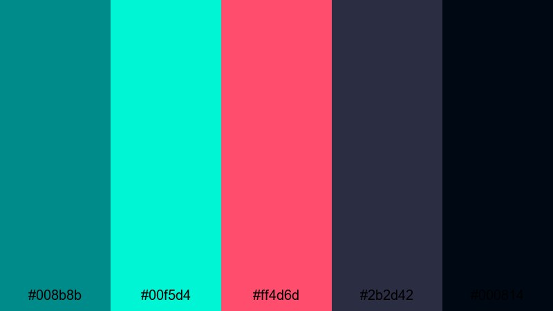 neon harbor nights dark cyan color palette with hex codes