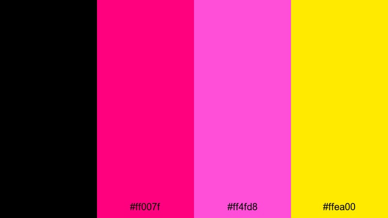 neon heartbeat night black pink color palette with hex codes