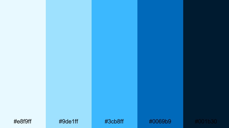 neon ice trailer light blue color palette with hex codes