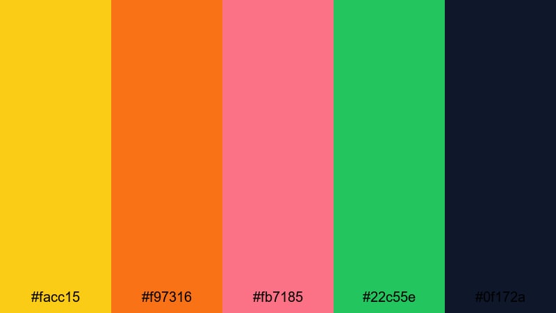 neon lemon pop lemon yellow color palette with hex codes