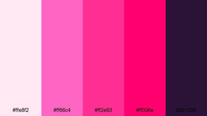 neon love story valentines day color palette with hex codes