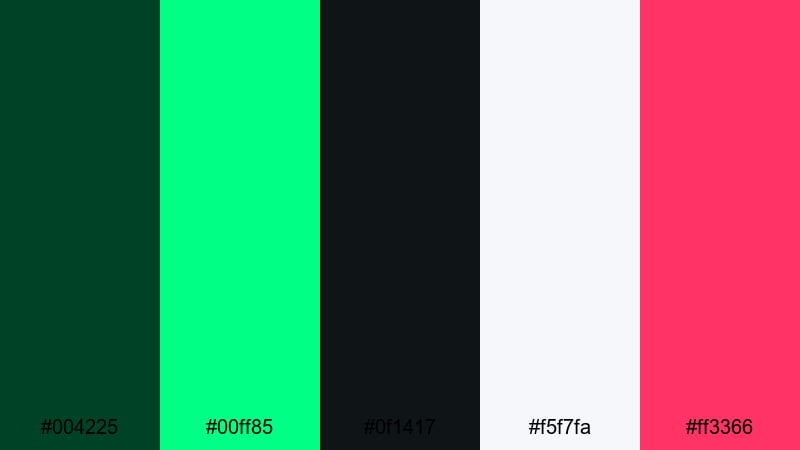 neon metro contrast british racing green color palette with hex codes