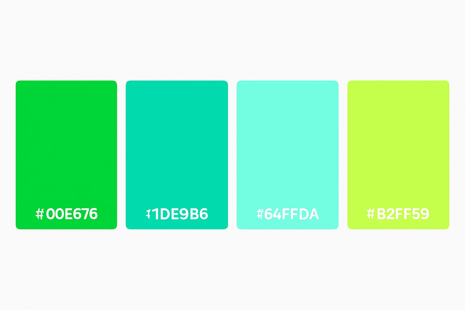 neon nature green color palette with hex codes