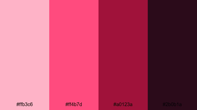 neon night bloom pink maroon color palette with hex codes