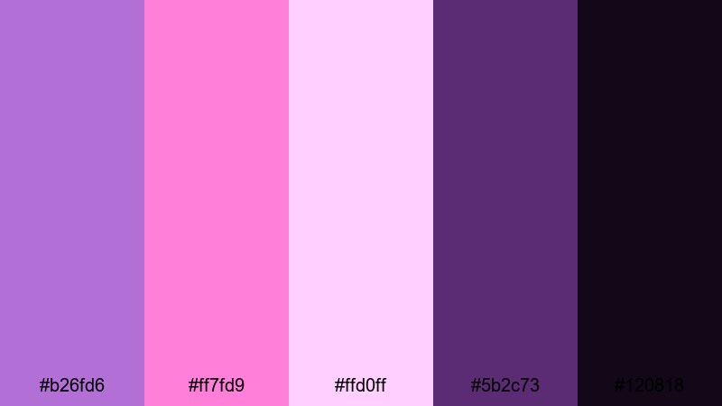 neon night bloom purple mauve color palette with hex codes