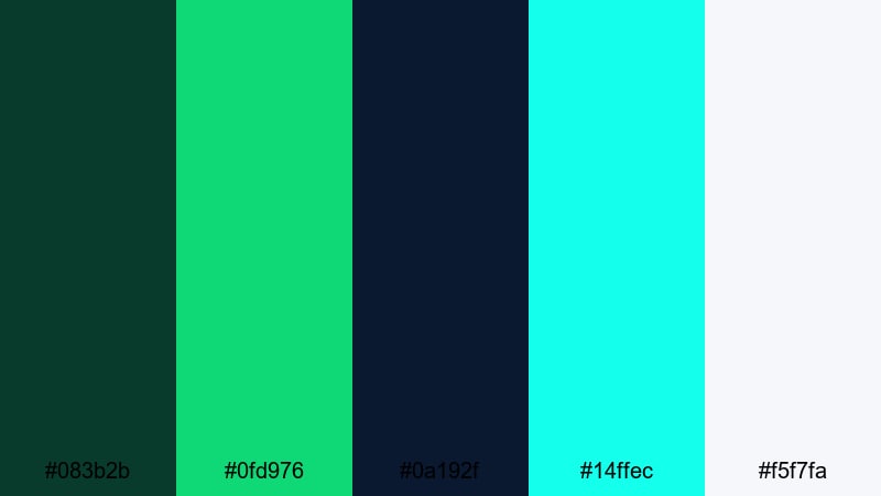 neon nightfall depths phthalo green color palette with hex codes