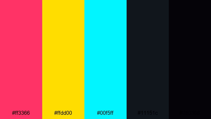 neon noir alley neon color palette with hex codes