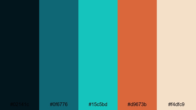 neon noir alley teal copper color palette with hex codes