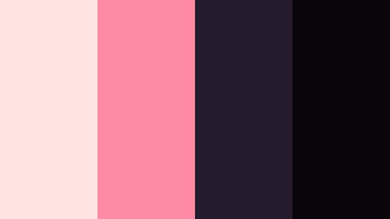 neon noir blush misty rose color palette with hex codes