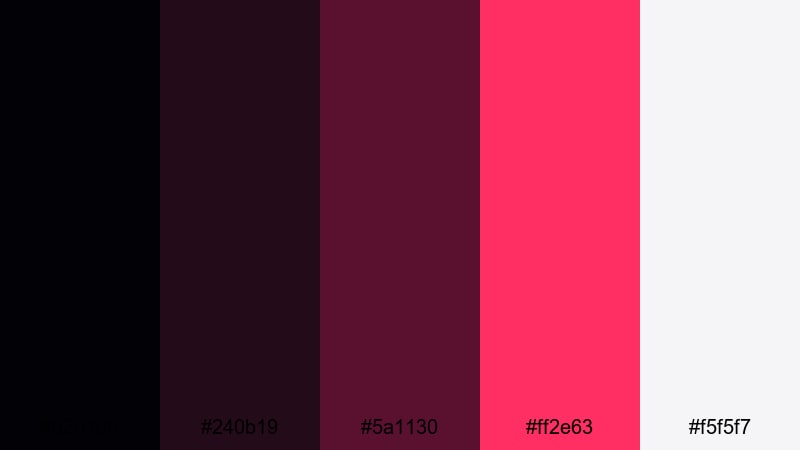 neon noir highlight black rose color palette with hex codes