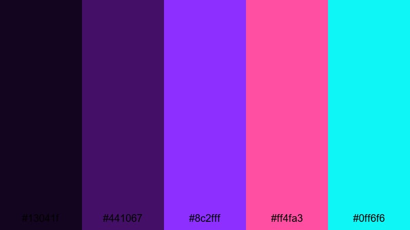 neon noir premiere dark violet color palette with hex codes
