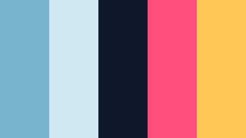 neon pier nights soft sea blue color palette with hex codes
