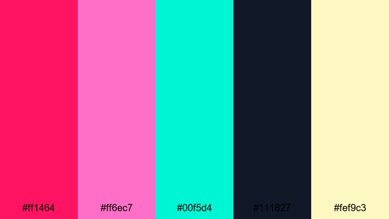 neon pop cerise cerise color palette with hex codes