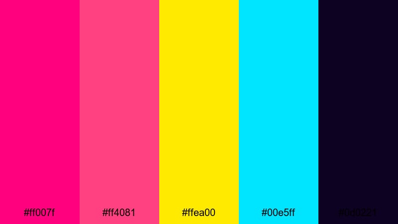 neon premiere pop deep magenta color palette with hex codes