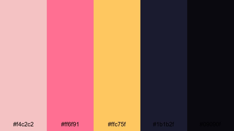 neon premiere romance tea rose color palette with hex codes