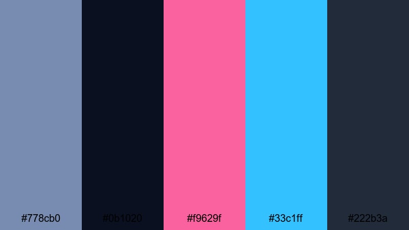 neon rain alley glaucous color palette with hex codes
