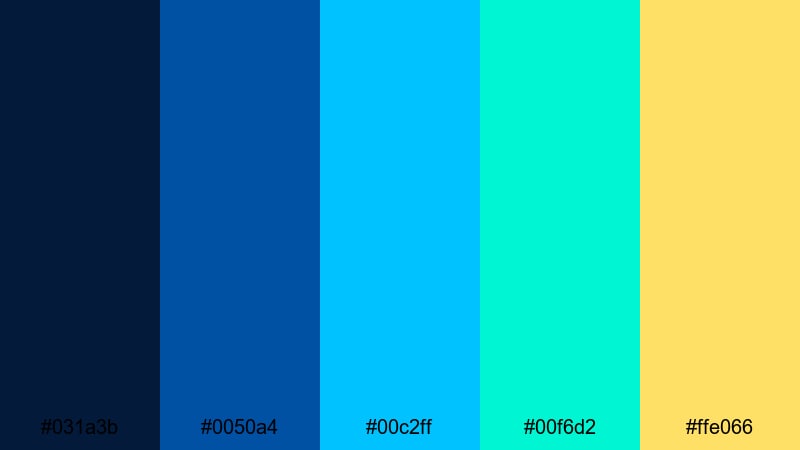 neon reef pulse blue cyan color palette with hex codes