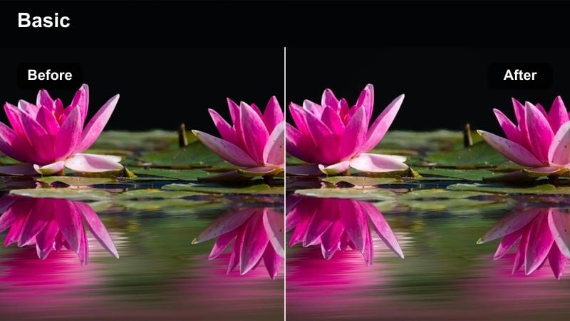 Person walking through a neon-lit city street with bright signs and deep shadows.